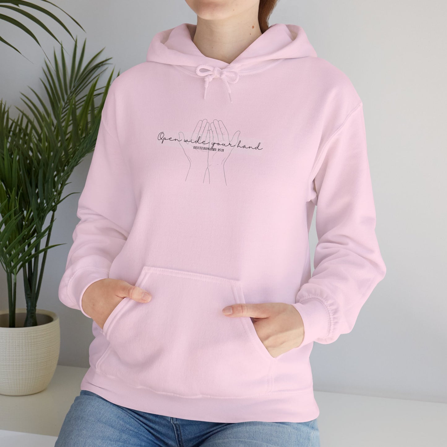 Christian Hooded Sweatshirt -Open Wide your Hand- Unisex