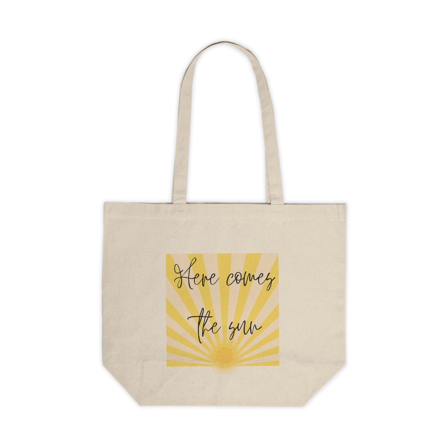 Here Comes the Sun Canvas Shopping Tote - Eco-Friendly Market Bag for Beach, Grocery & Everyday Use