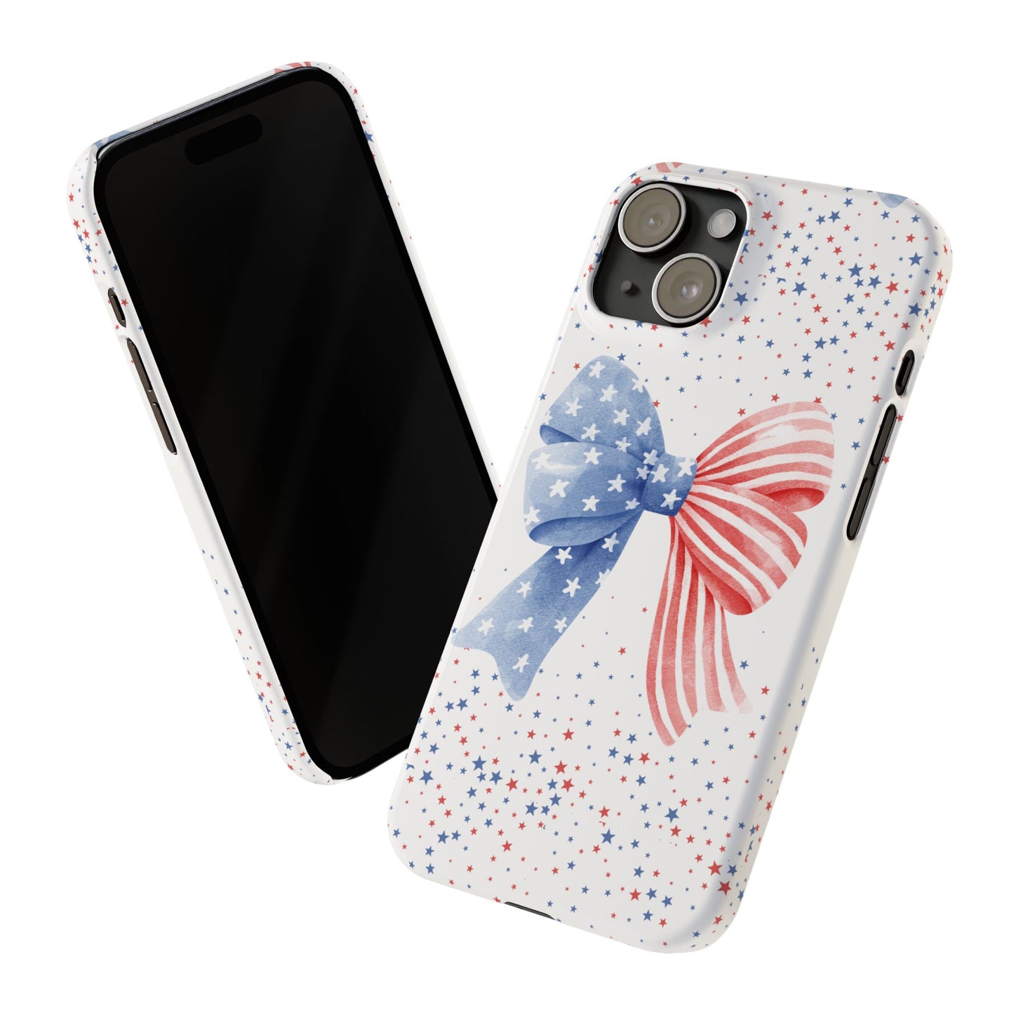 Patriotic Slim Phone Cases with Bow Design, Cute Phone Covers, Summer Accessories, Fourth of July Gift, Trendy Tech