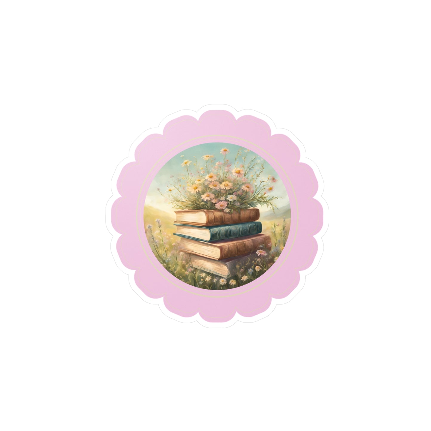 Wildflowers and books: Kiss-Cut Vinyl Decals