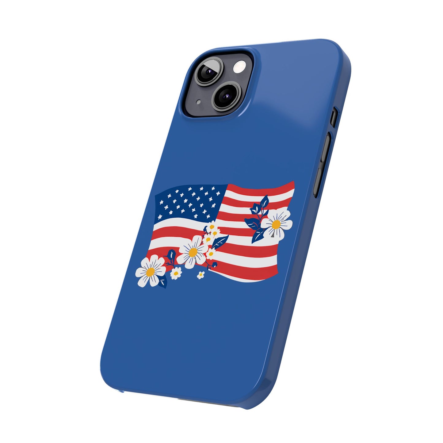 Patriotic Floral Phone Case - Slim Case for iPhone, Independence Day, Memorial Day, American Flag Design, Gifts for Her