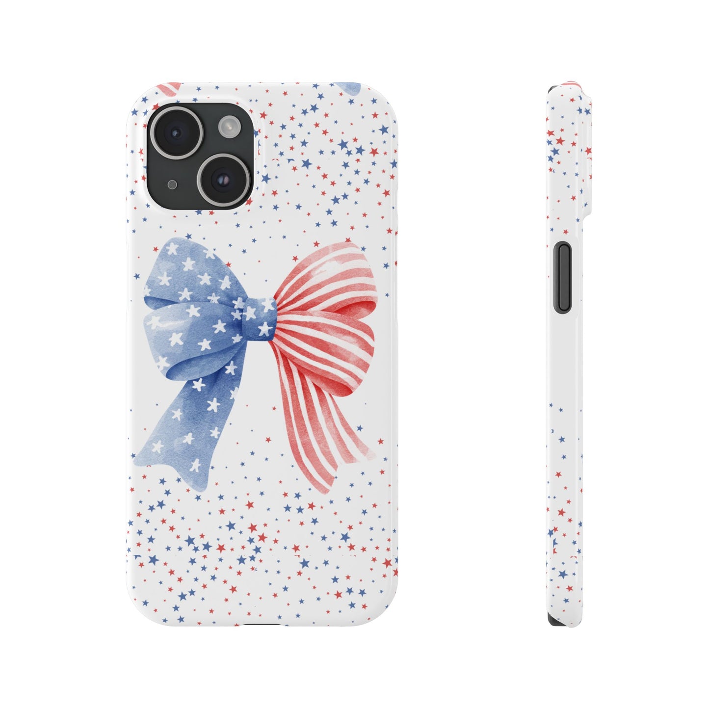 Patriotic Slim Phone Cases with Bow Design, Cute Phone Covers, Summer Accessories, Fourth of July Gift, Trendy Tech