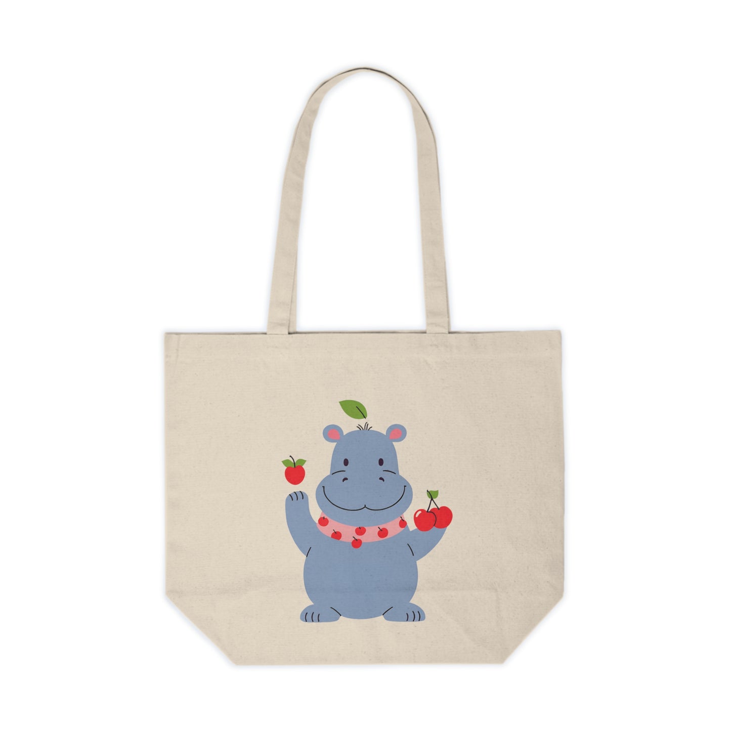 Cute Hippo Canvas Shopping Tote - Eco-Friendly Market Bag for Animal Lovers