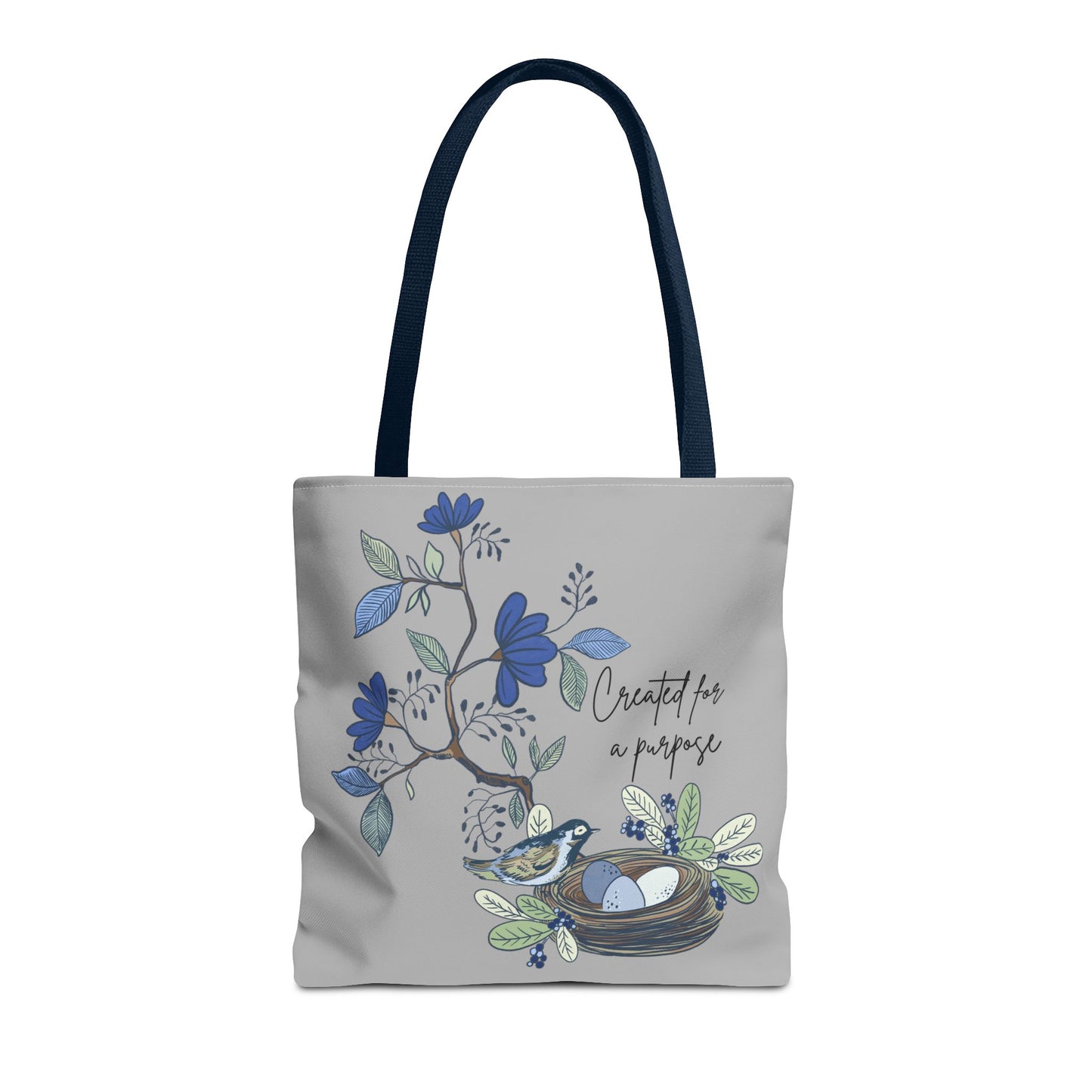 Faith Inspired Tote Bag - 'Created for a Purpose' Floral Design