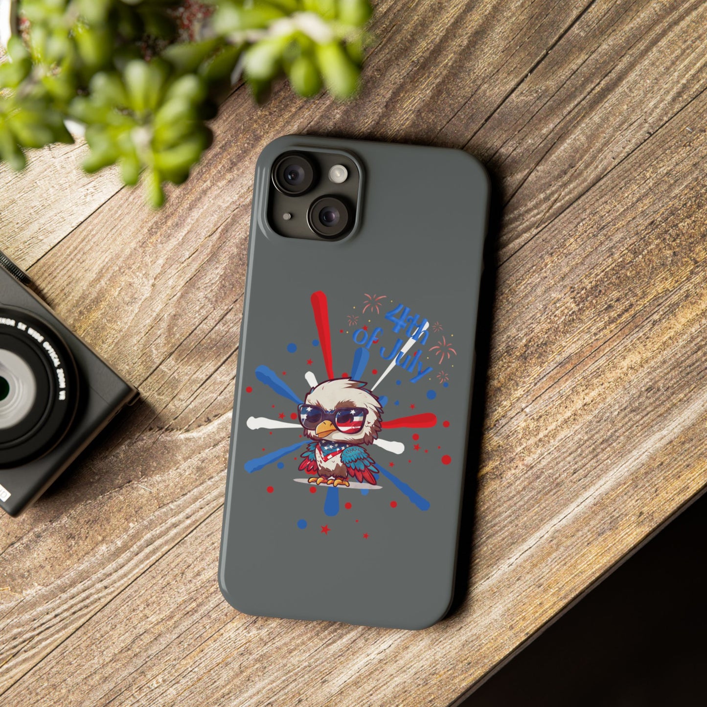 Patriotic Slim Phone Cases with Vector Owl Design | Fourth of July Phone Cover, USA Pride Phone Case, Holiday Gift, Trendy Phone Accessory