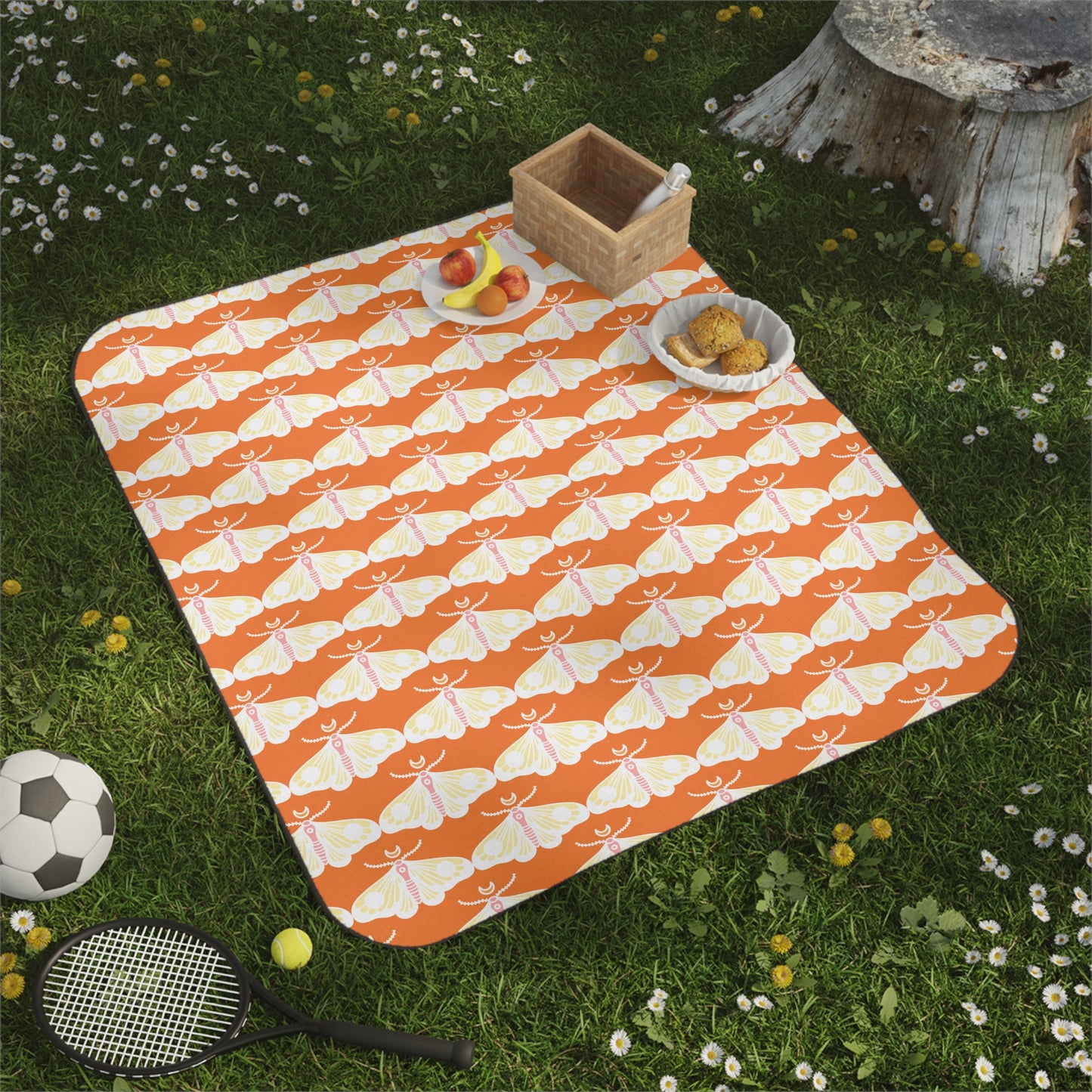 Orange Moth Picnic Blanket