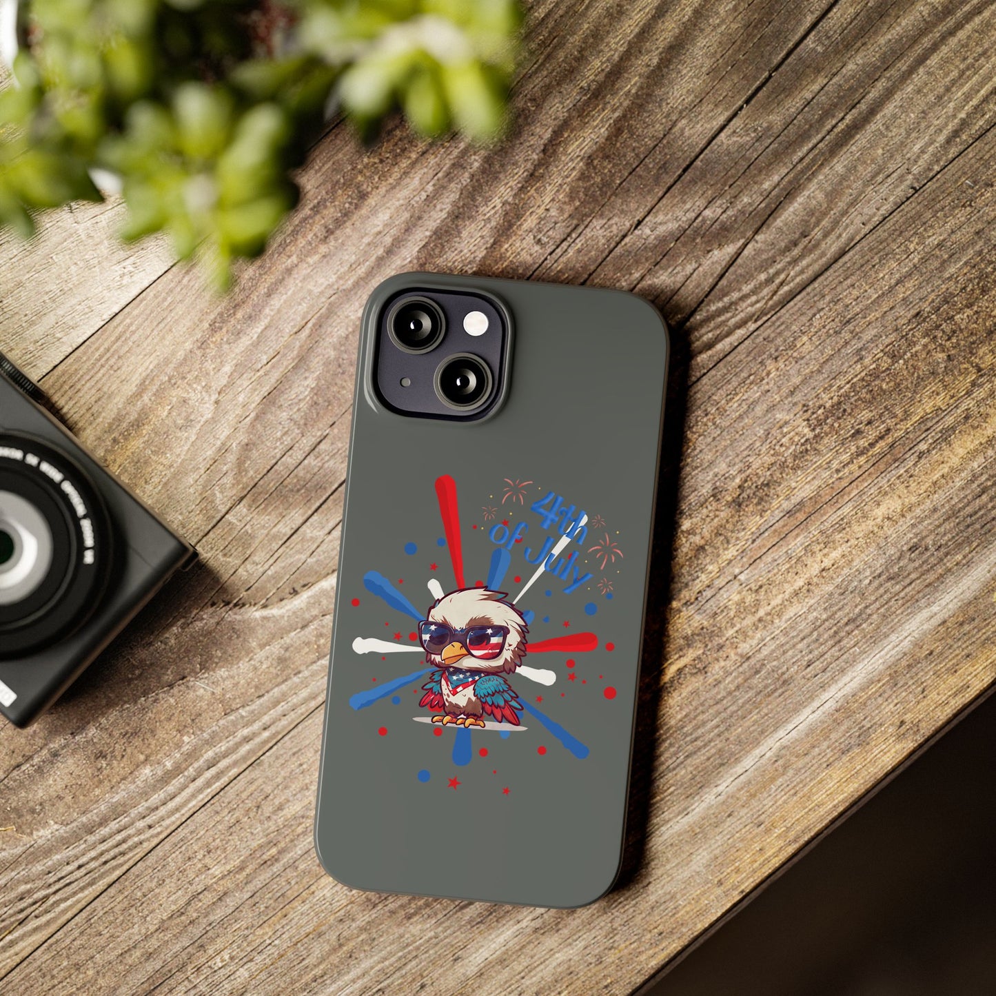 Patriotic Slim Phone Cases with Vector Owl Design | Fourth of July Phone Cover, USA Pride Phone Case, Holiday Gift, Trendy Phone Accessory
