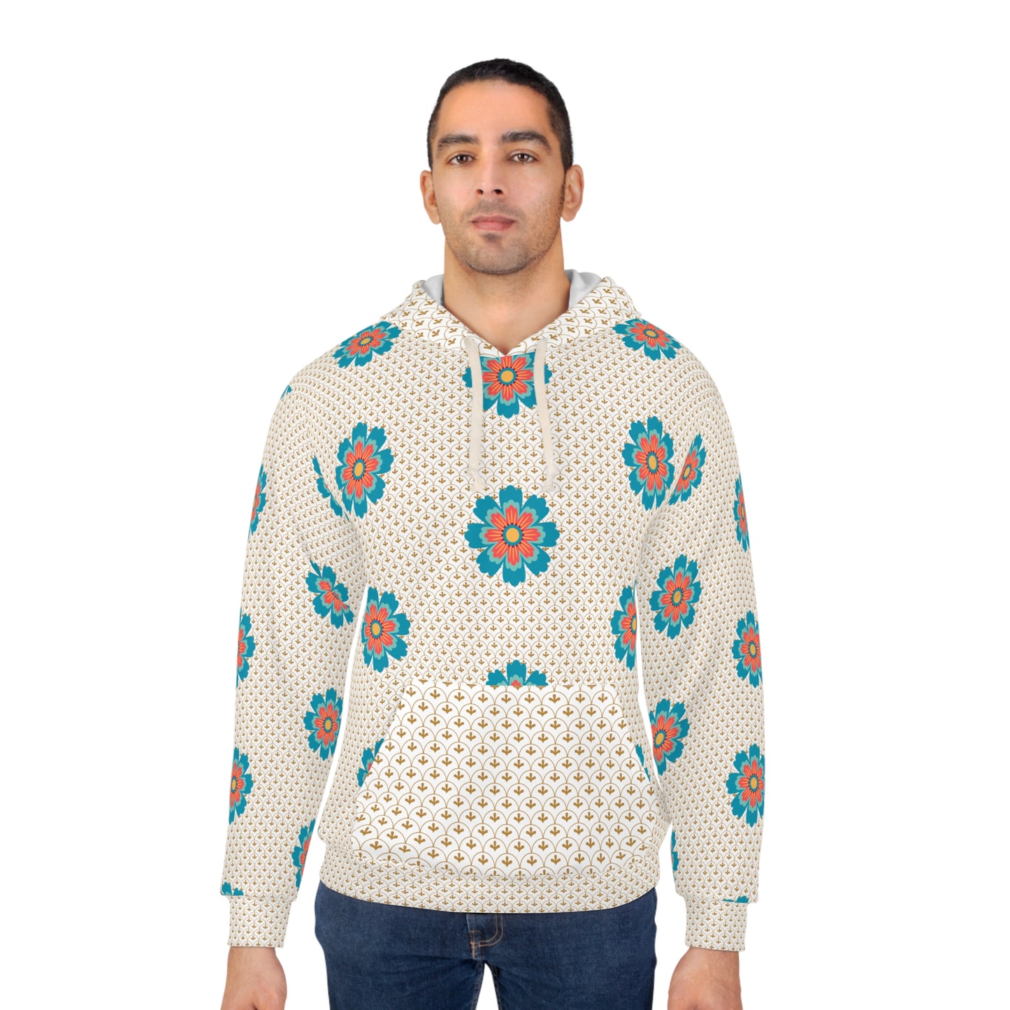 Floral Pattern Unisex Pullover Hoodie, Cozy Boho Sweatshirt