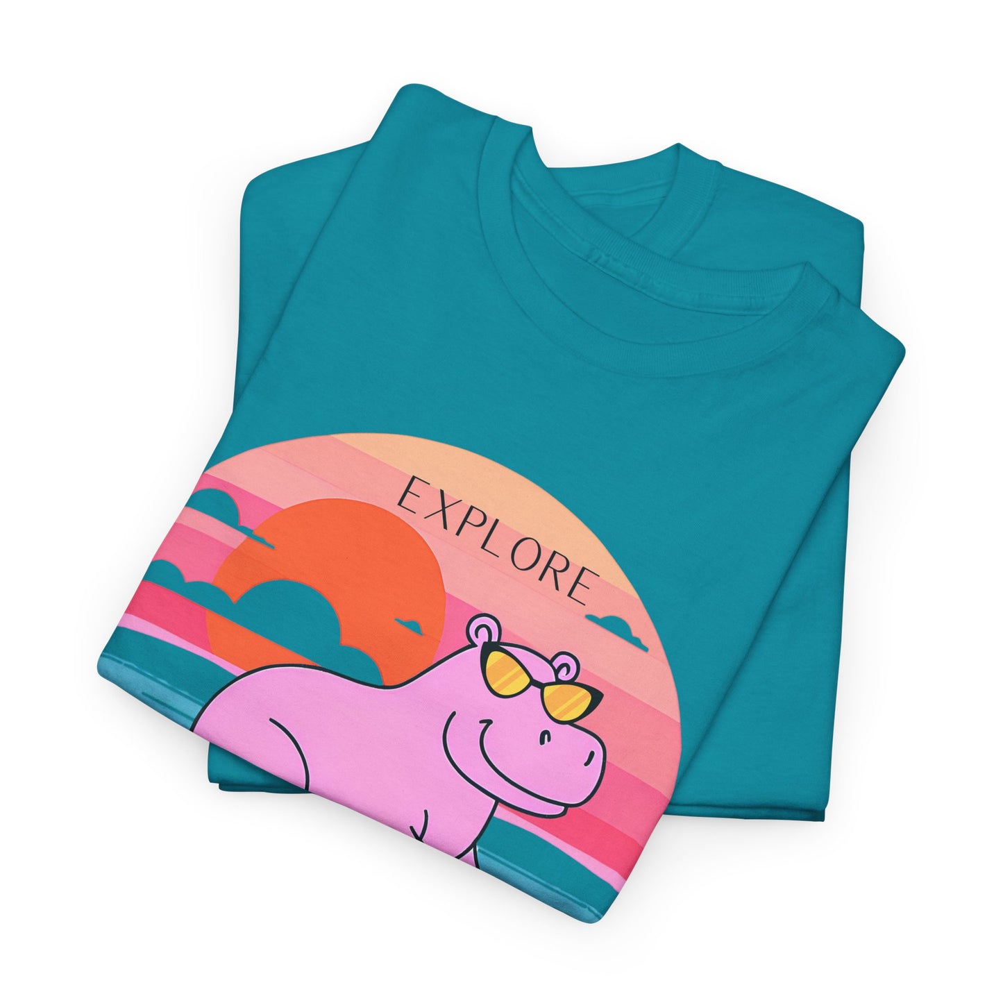 Cute Hippo 'Explore' Tee - Summer Fun
