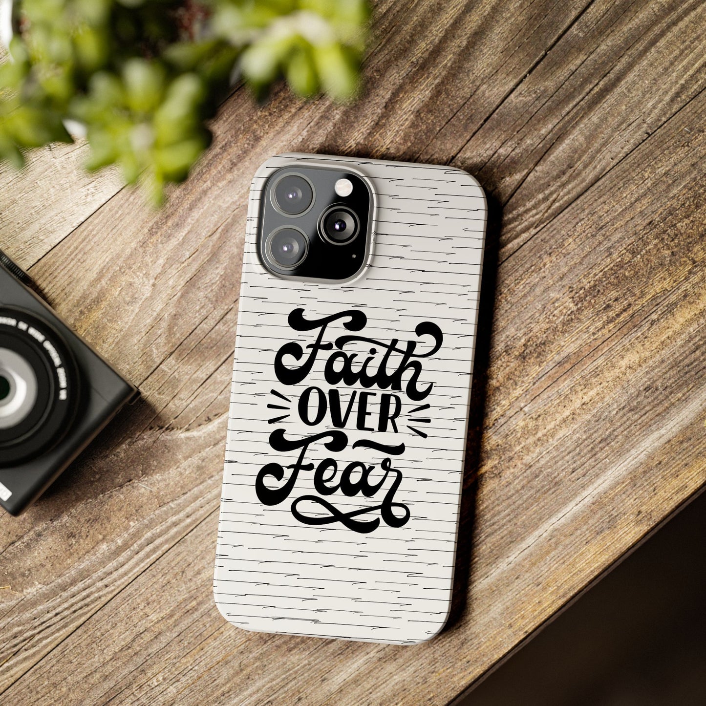 Inspirational Faith Over Fear Phone Case | Slim Case for iPhone & Samsung | Motivational Gift | Modern Design