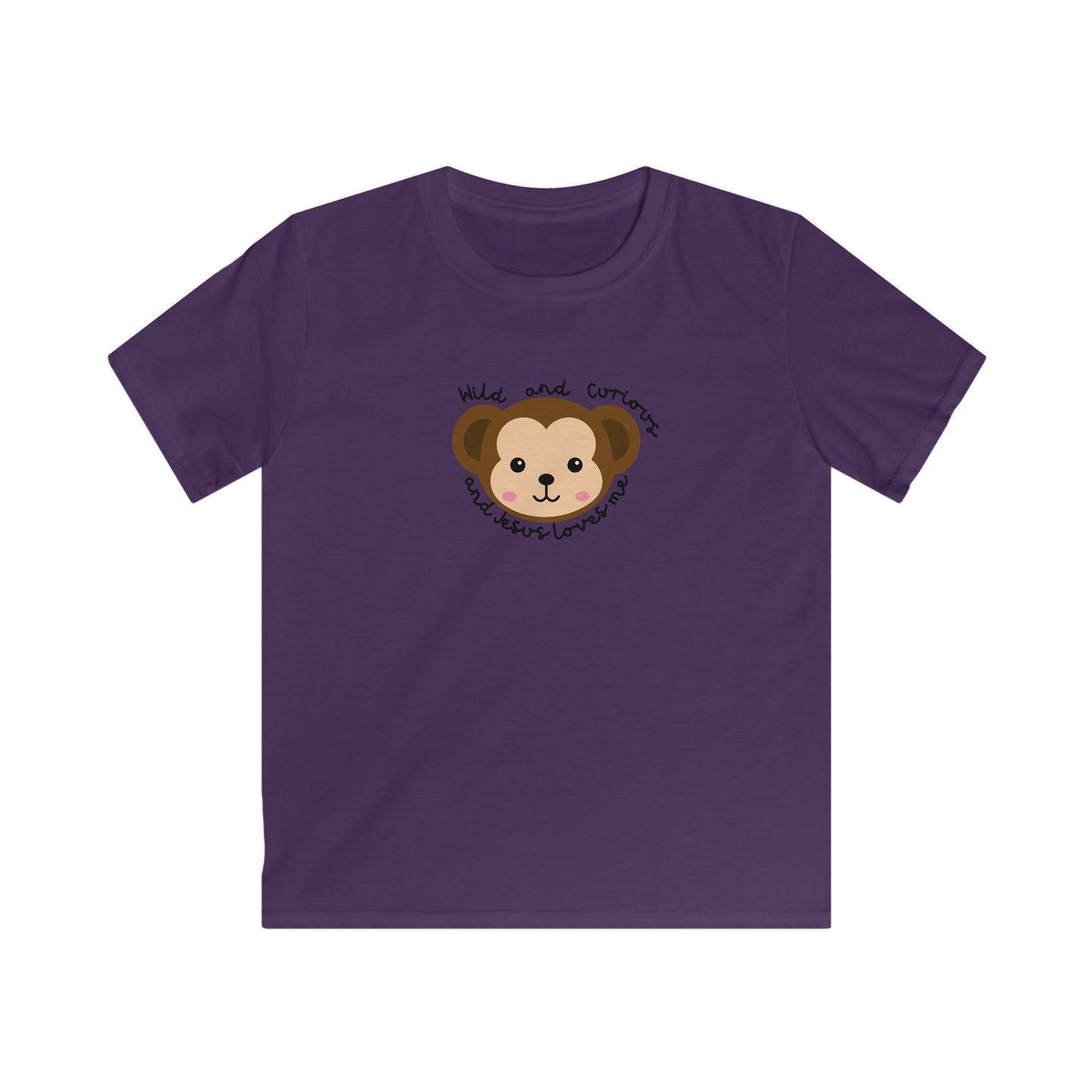 Kids Tee - Cute Monkey Wild and Curious Jesus Loves Me Design