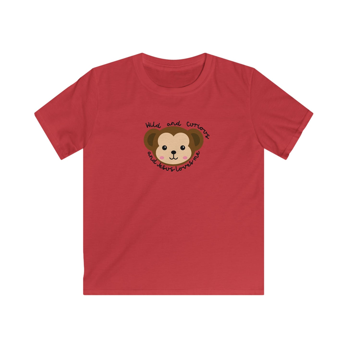 Kids Tee - Cute Monkey Wild and Curious Jesus Loves Me Design