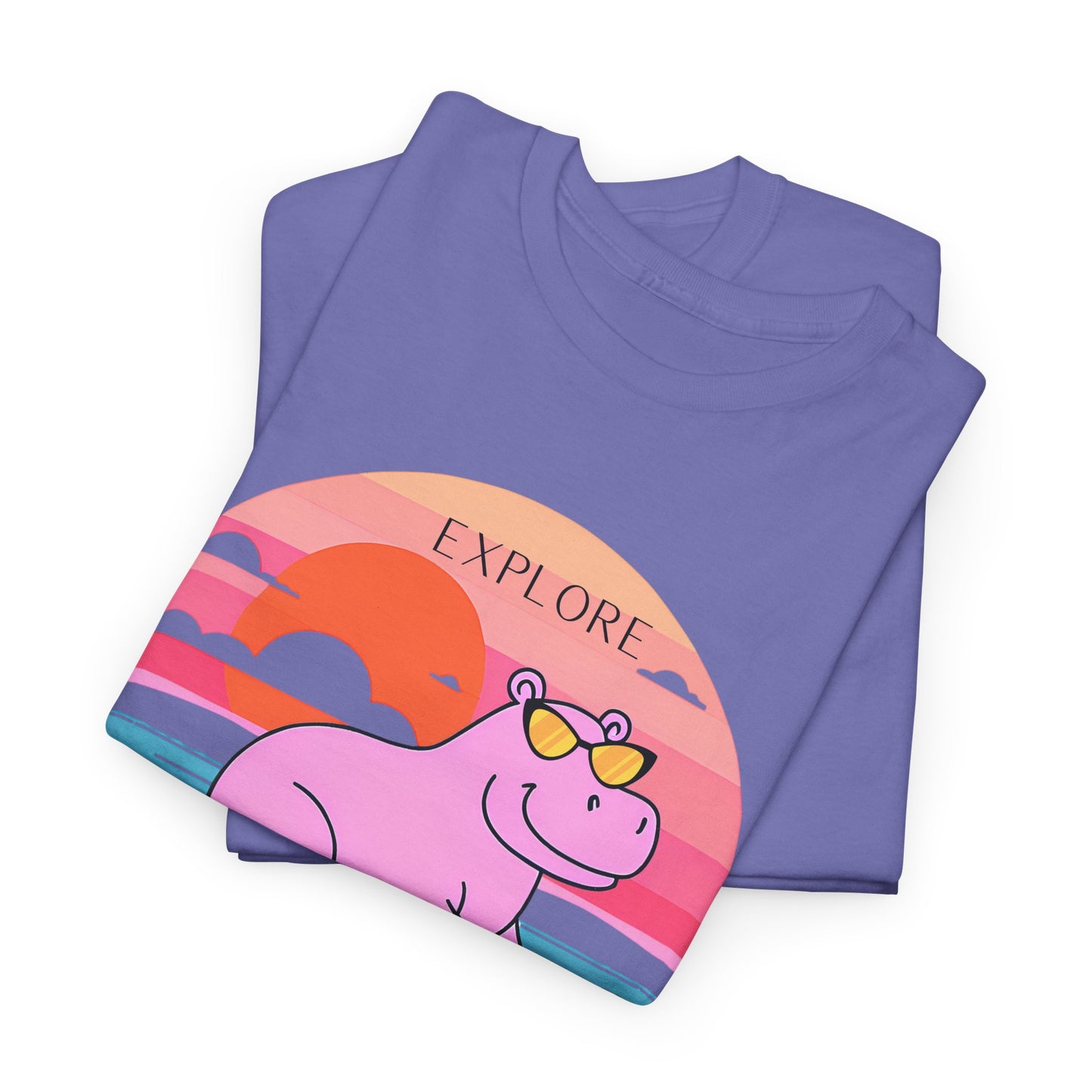 Cute Hippo 'Explore' Tee - Summer Fun