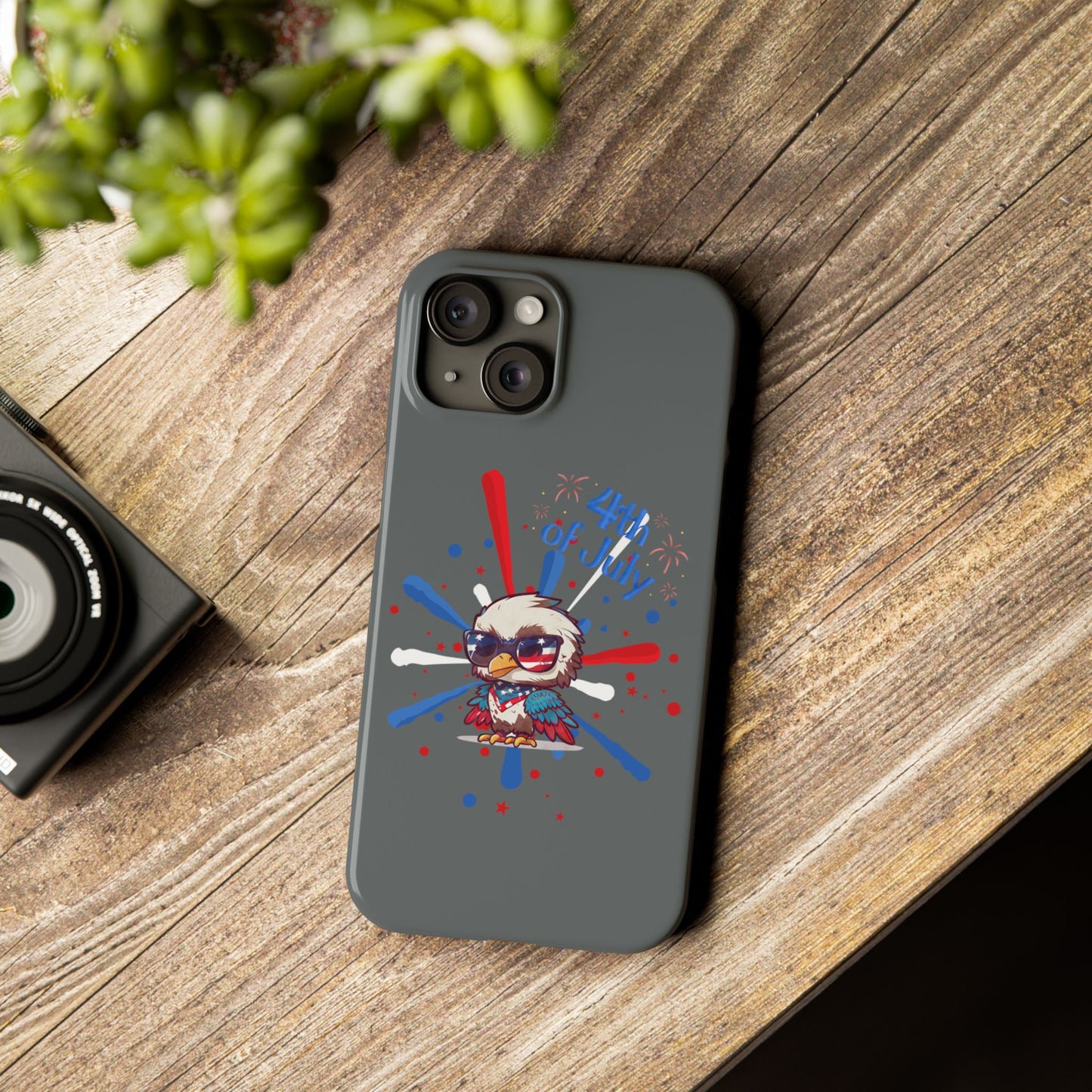 Patriotic Slim Phone Cases with Vector Owl Design | Fourth of July Phone Cover, USA Pride Phone Case, Holiday Gift, Trendy Phone Accessory