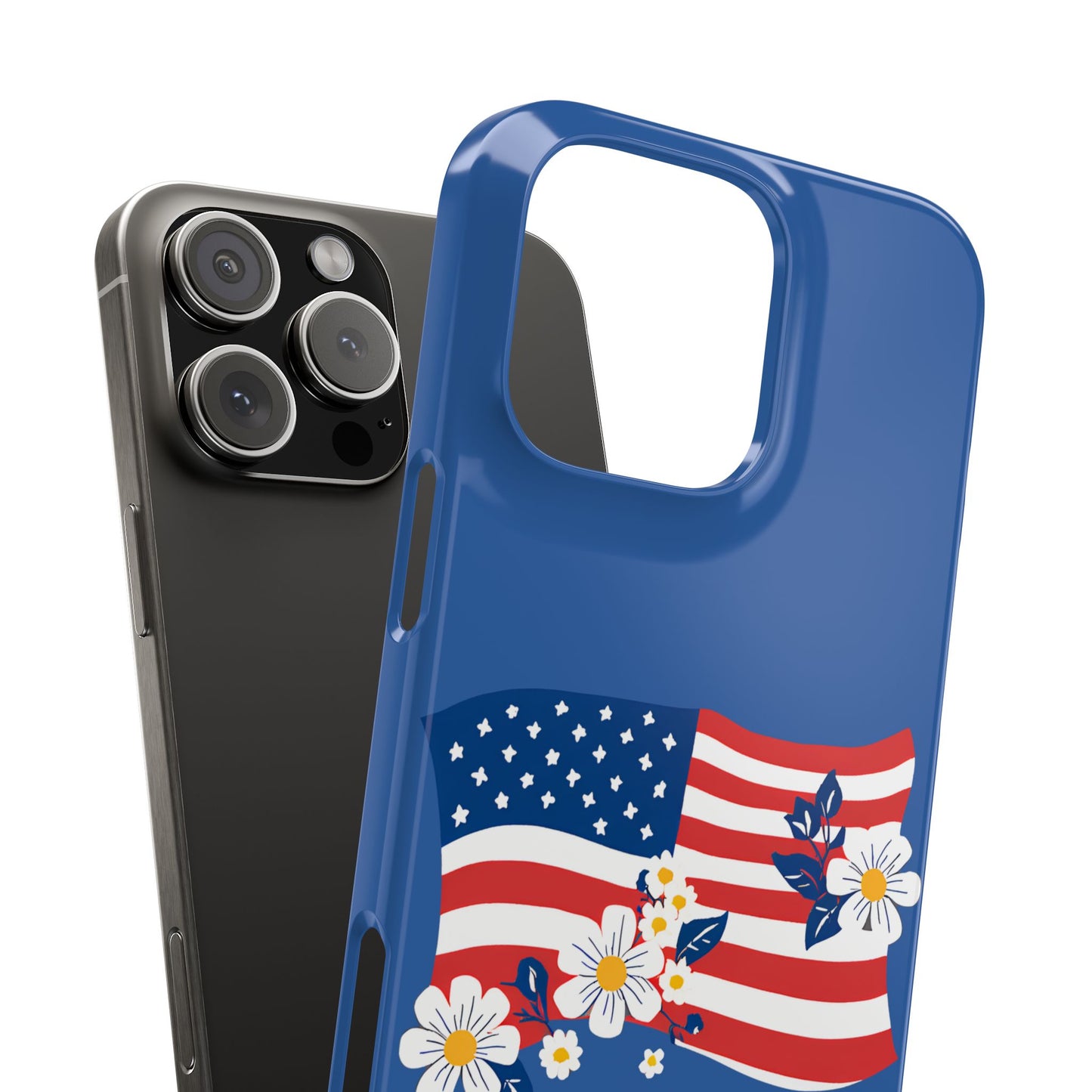 Patriotic Floral Phone Case - Slim Case for iPhone, Independence Day, Memorial Day, American Flag Design, Gifts for Her