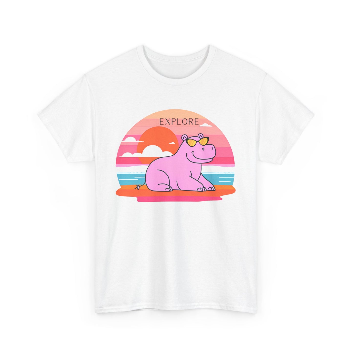 Cute Hippo 'Explore' Tee - Summer Fun