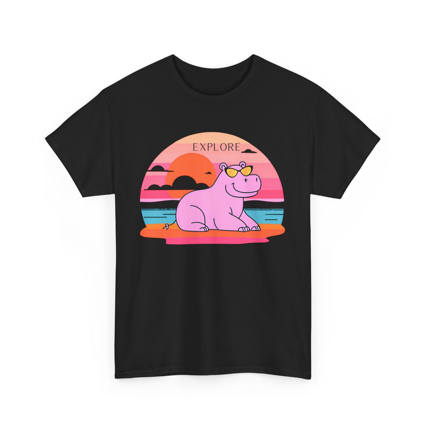 Cute Hippo 'Explore' Tee - Summer Fun