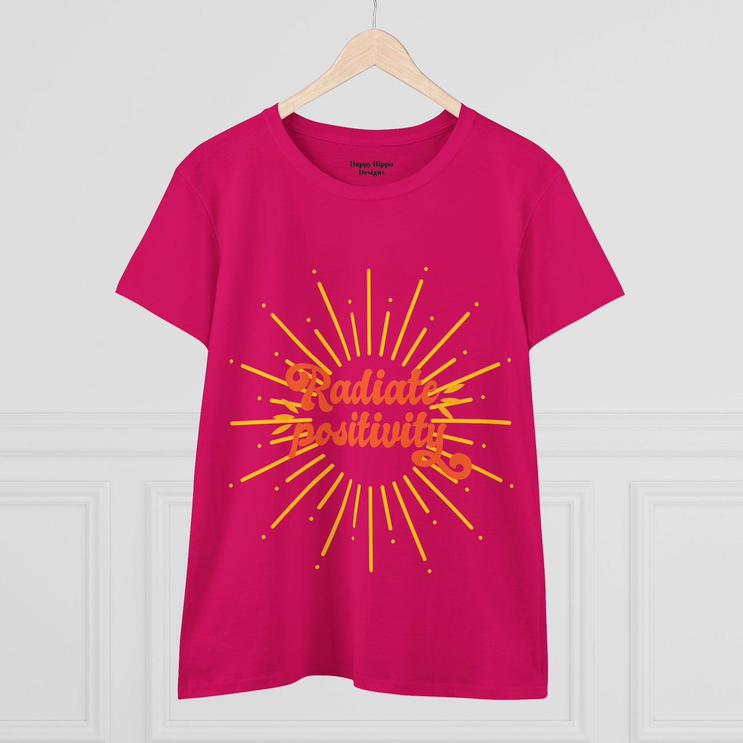 Radiate Positivity Women's Midweight Cotton Tee - Uplifting Summer T-Shirt