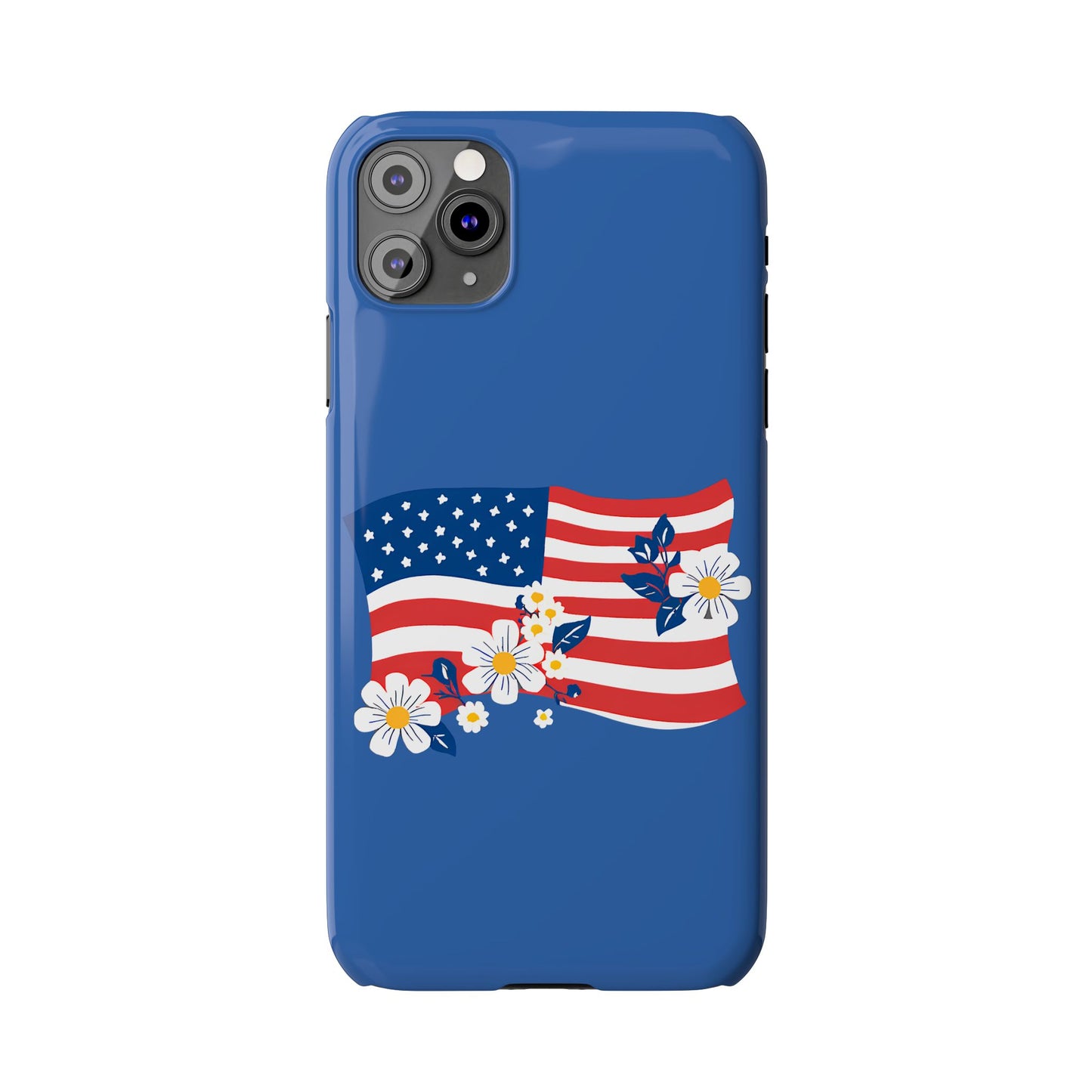 Patriotic Floral Phone Case - Slim Case for iPhone, Independence Day, Memorial Day, American Flag Design, Gifts for Her