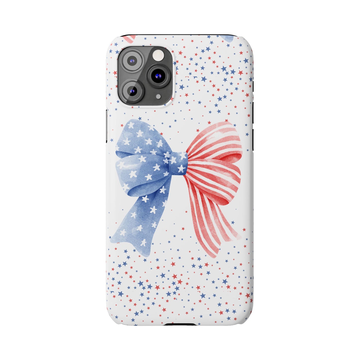 Patriotic Slim Phone Cases with Bow Design, Cute Phone Covers, Summer Accessories, Fourth of July Gift, Trendy Tech