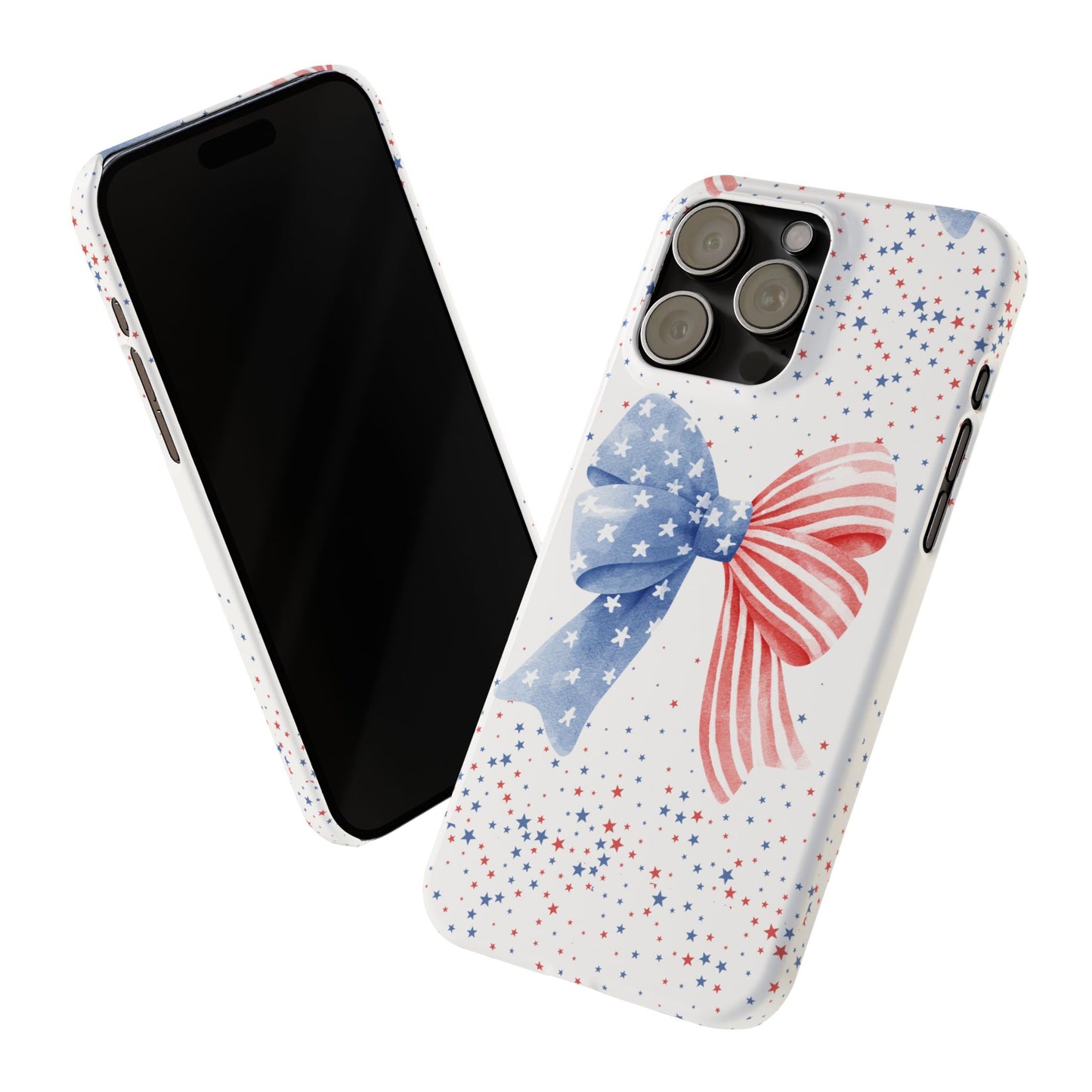 Patriotic Slim Phone Cases with Bow Design, Cute Phone Covers, Summer Accessories, Fourth of July Gift, Trendy Tech