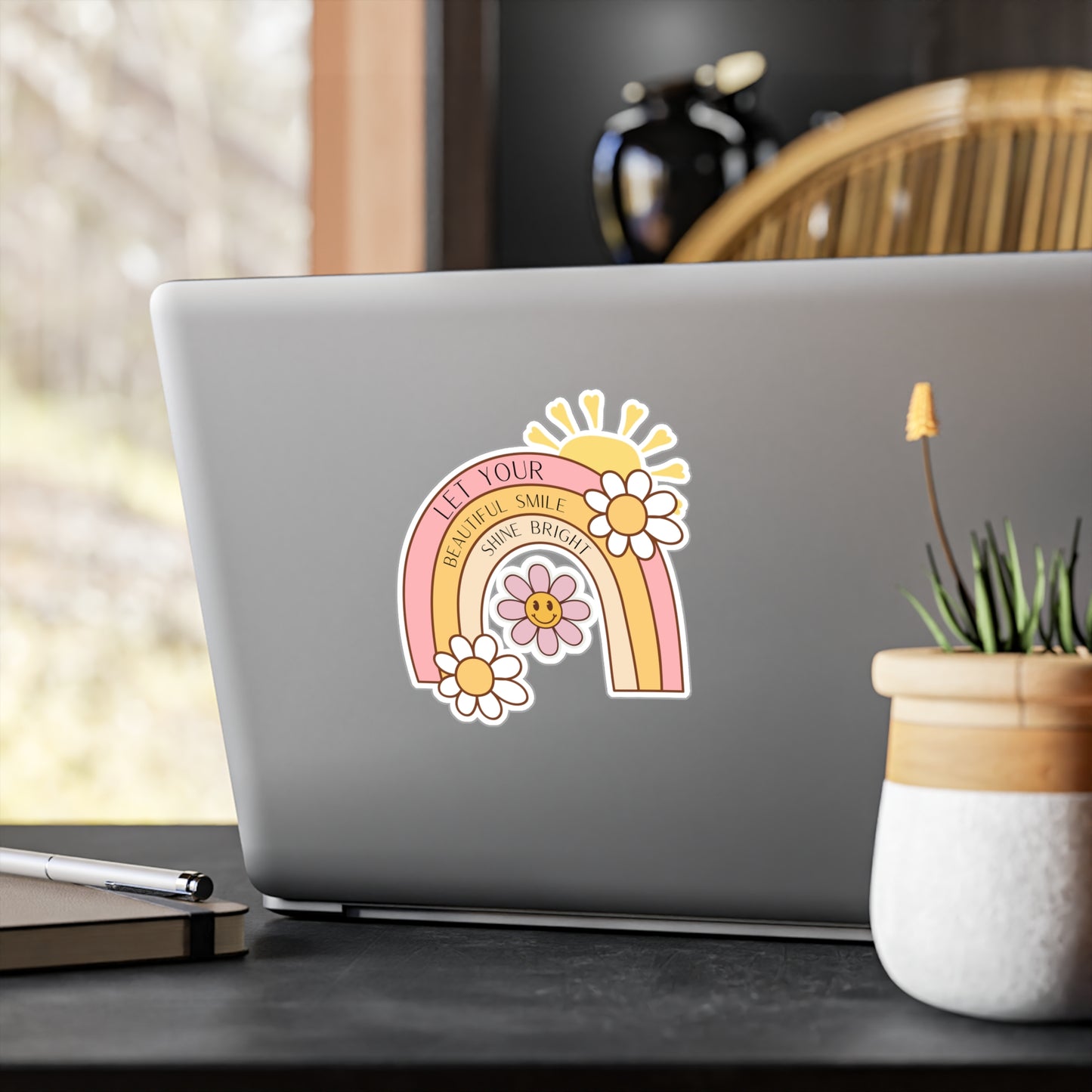 Vinyl Decals - Inspirational Rainbow 'Let Your Beautiful Smile Shine Bright'