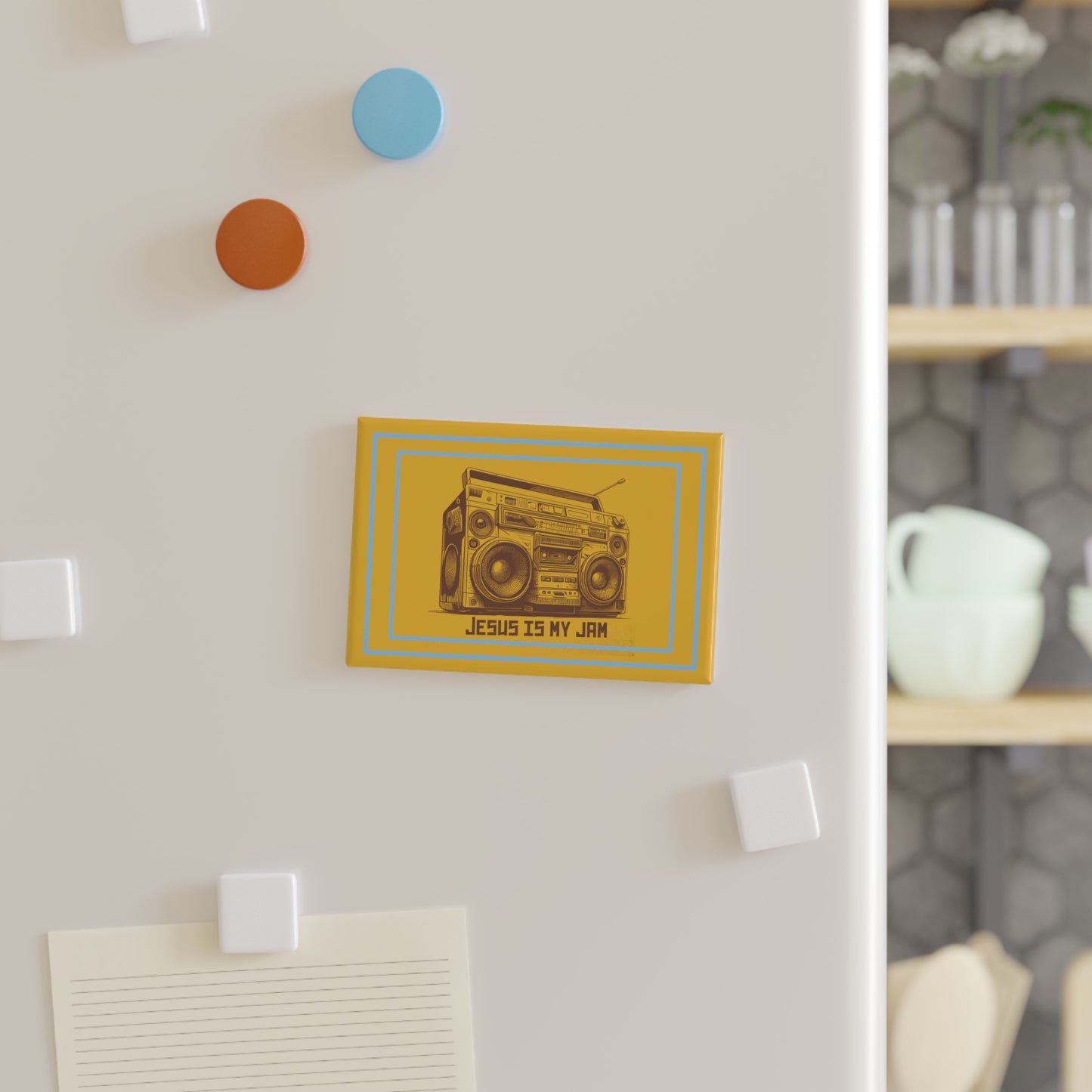 Button Magnet, Retro Music Refrigerator Magnet, Jesus is My Jam