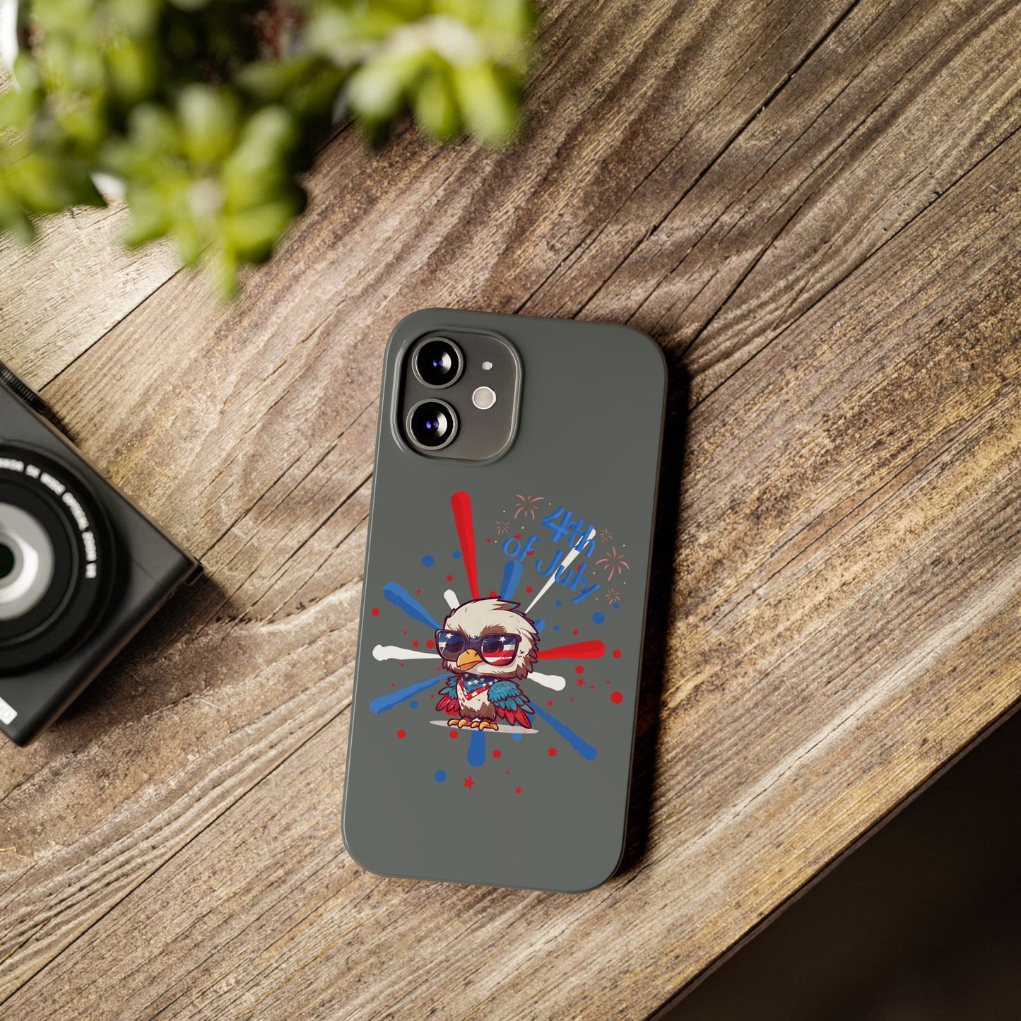 Patriotic Slim Phone Cases with Vector Owl Design | Fourth of July Phone Cover, USA Pride Phone Case, Holiday Gift, Trendy Phone Accessory