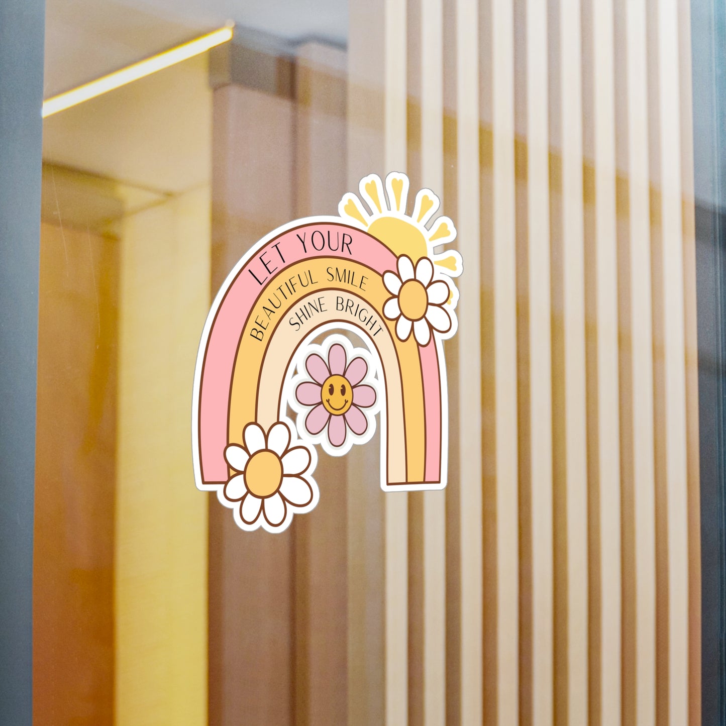 Vinyl Decals - Inspirational Rainbow 'Let Your Beautiful Smile Shine Bright'