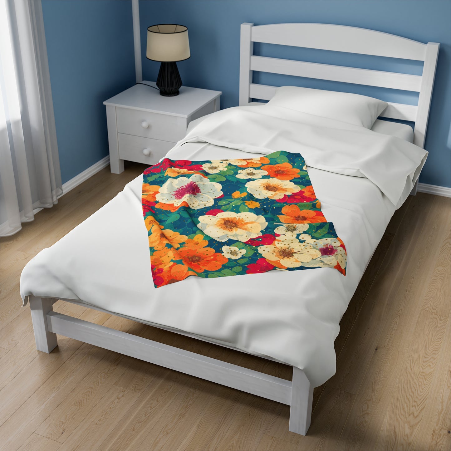 Plush Blanket - Vibrant Floral Design with a Hint of Sparkle