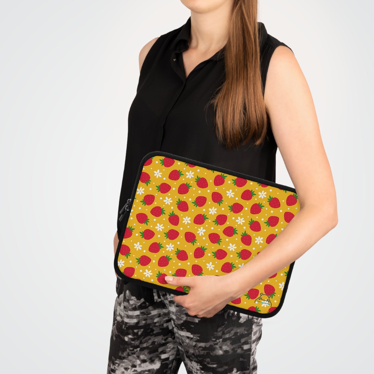 Strawberry Print Laptop Sleeve, Cute Tech Case