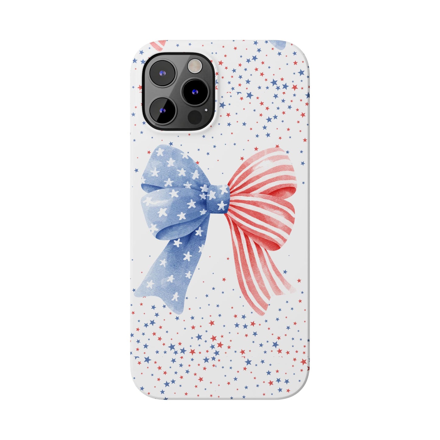 Patriotic Slim Phone Cases with Bow Design, Cute Phone Covers, Summer Accessories, Fourth of July Gift, Trendy Tech