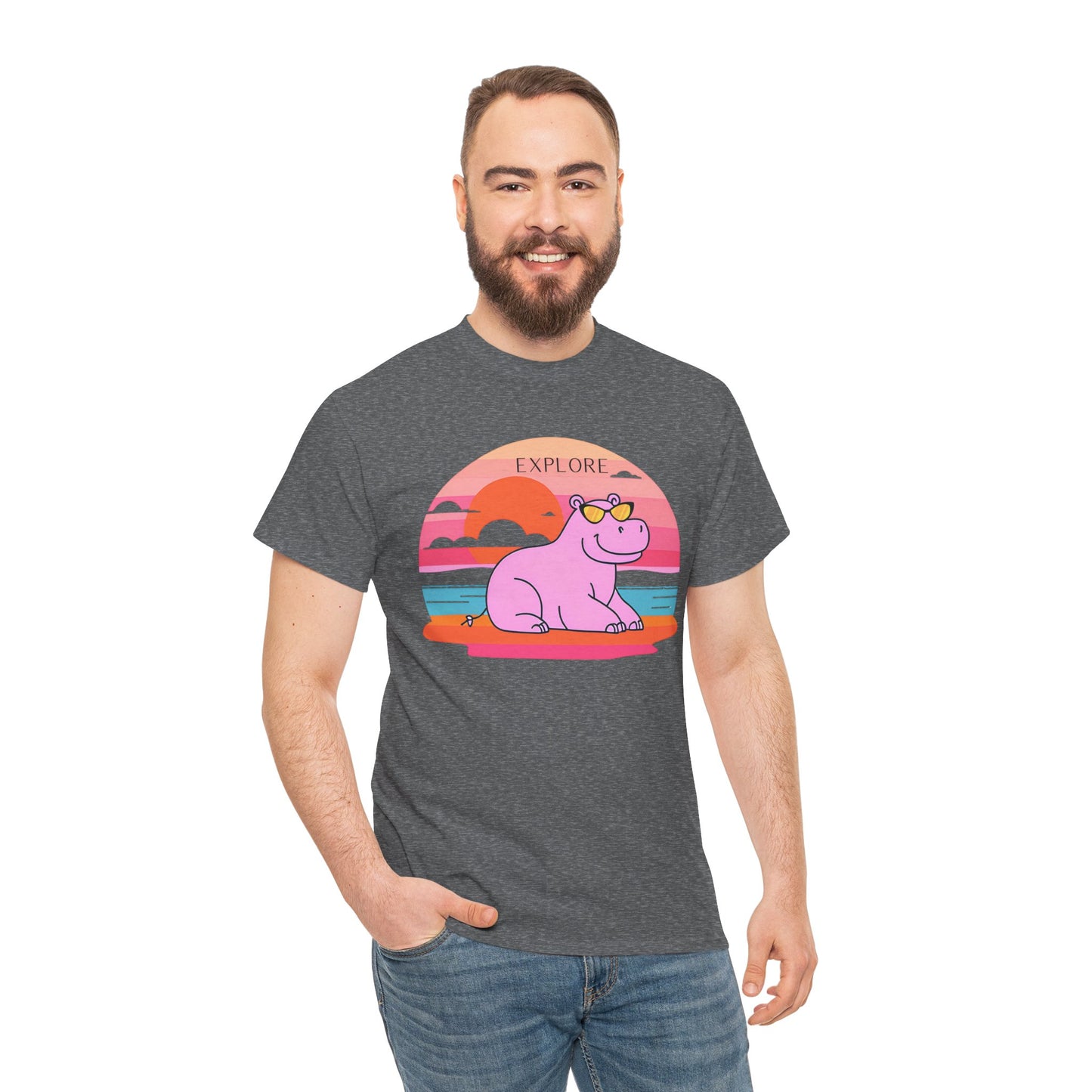 Cute Hippo 'Explore' Tee - Summer Fun