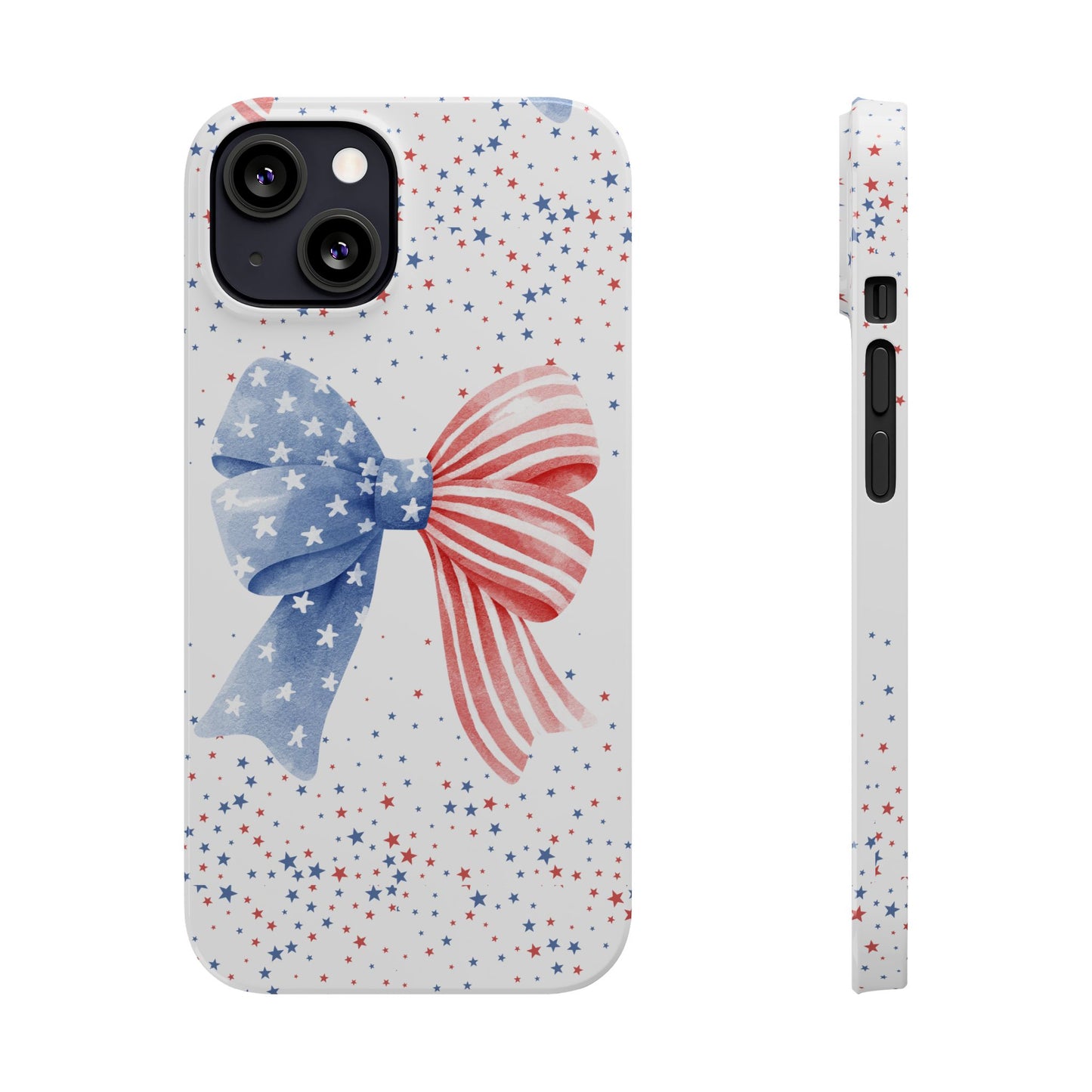 Patriotic Slim Phone Cases with Bow Design, Cute Phone Covers, Summer Accessories, Fourth of July Gift, Trendy Tech
