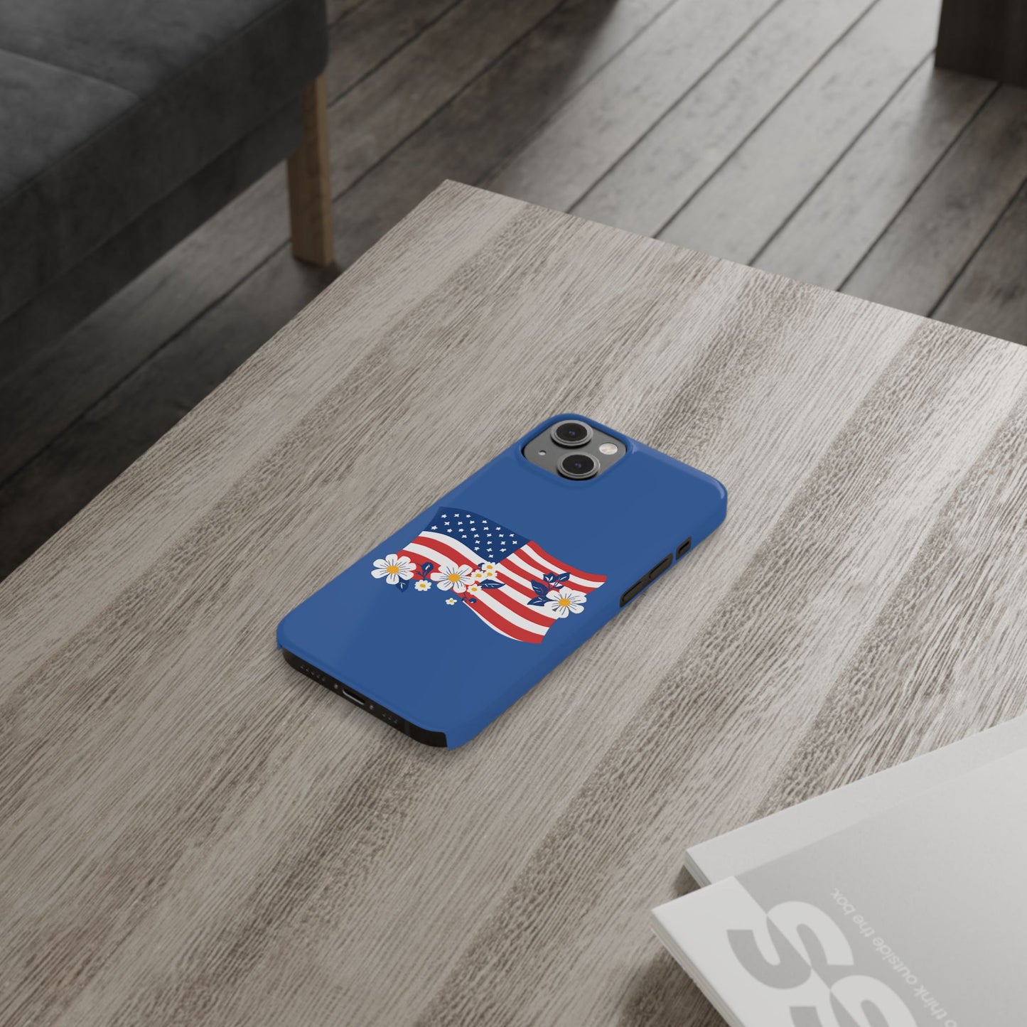 Patriotic Floral Phone Case - Slim Case for iPhone, Independence Day, Memorial Day, American Flag Design, Gifts for Her