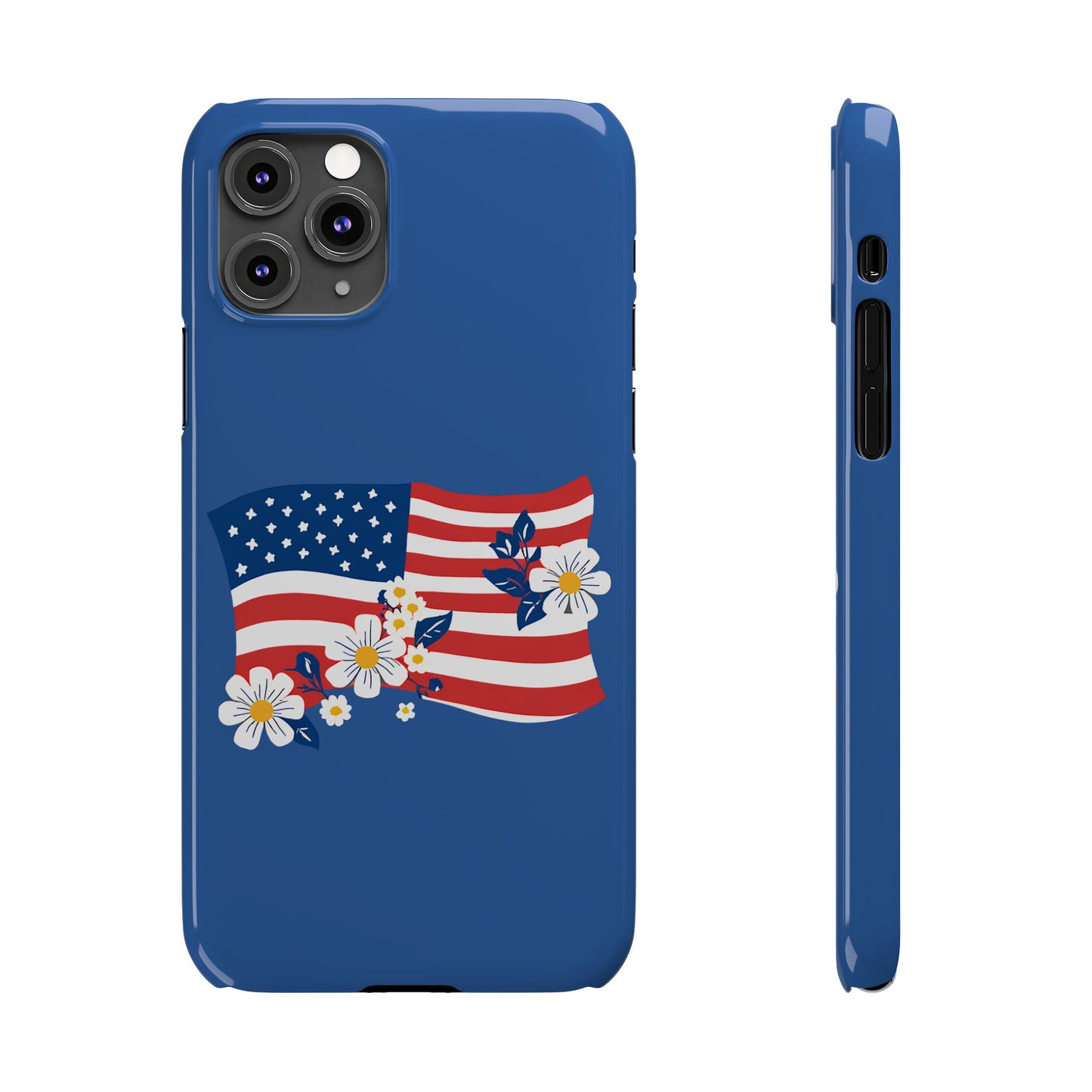 Patriotic Floral Phone Case - Slim Case for iPhone, Independence Day, Memorial Day, American Flag Design, Gifts for Her
