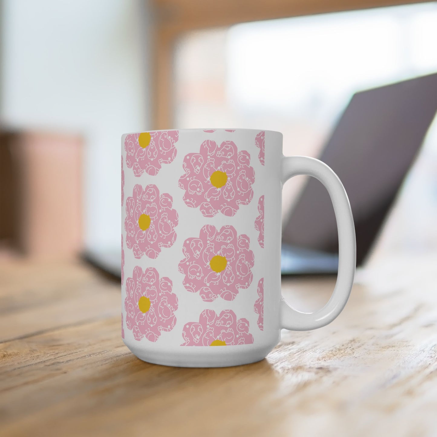 Cute Floral Chicken Pattern Ceramic mug