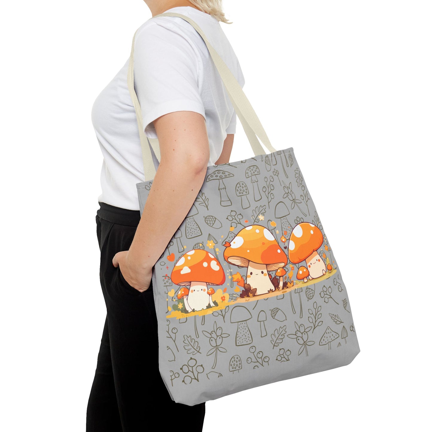 Cute Mushroom Tote Bag - Whimsical Nature Print for Eco-Friendly Style