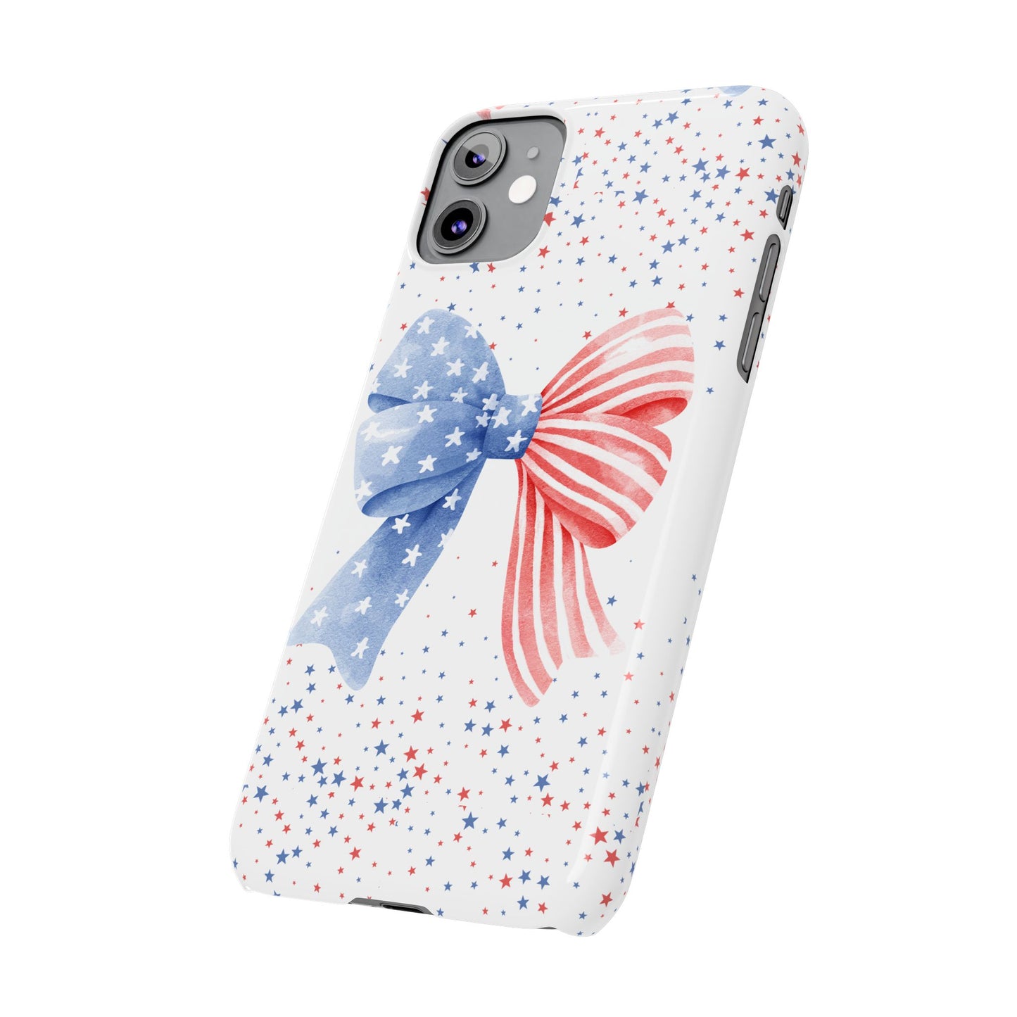 Patriotic Slim Phone Cases with Bow Design, Cute Phone Covers, Summer Accessories, Fourth of July Gift, Trendy Tech