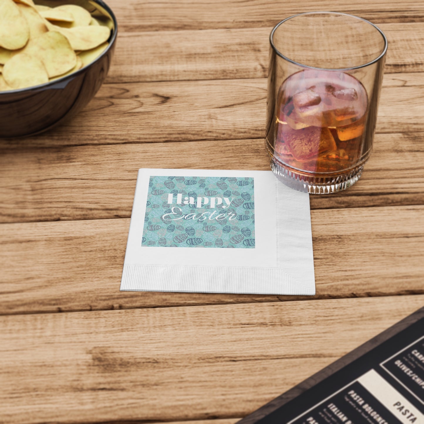 Happy Easter White Coined Napkins - Festive Spring Table Decor