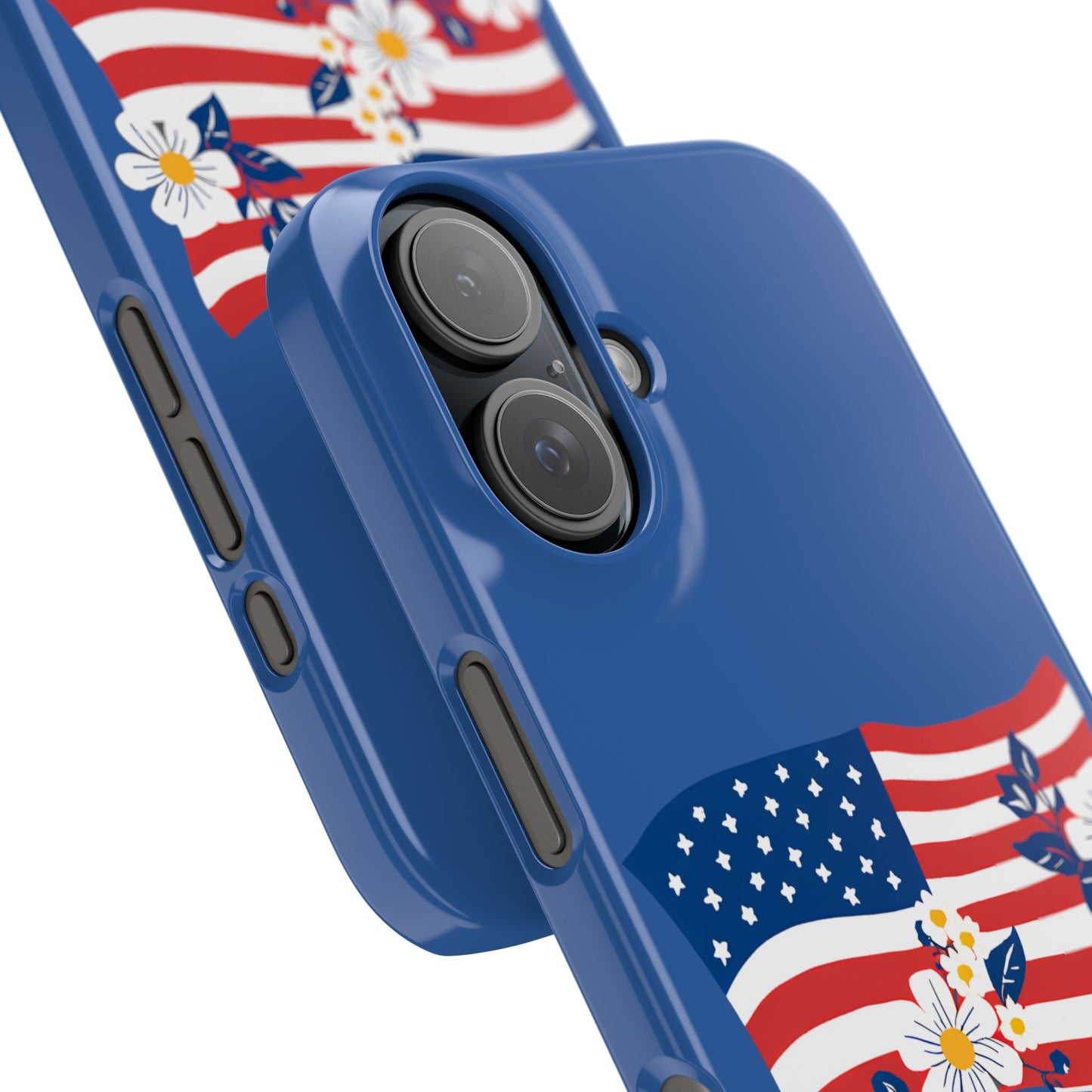 Patriotic Floral Phone Case - Slim Case for iPhone, Independence Day, Memorial Day, American Flag Design, Gifts for Her