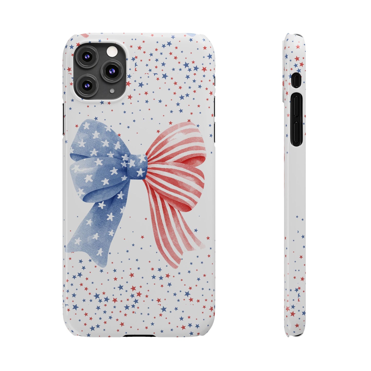 Patriotic Slim Phone Cases with Bow Design, Cute Phone Covers, Summer Accessories, Fourth of July Gift, Trendy Tech