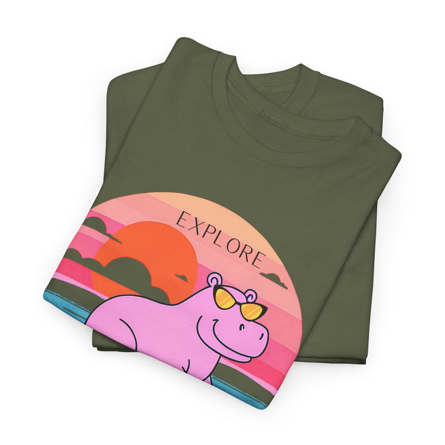 Cute Hippo 'Explore' Tee - Summer Fun