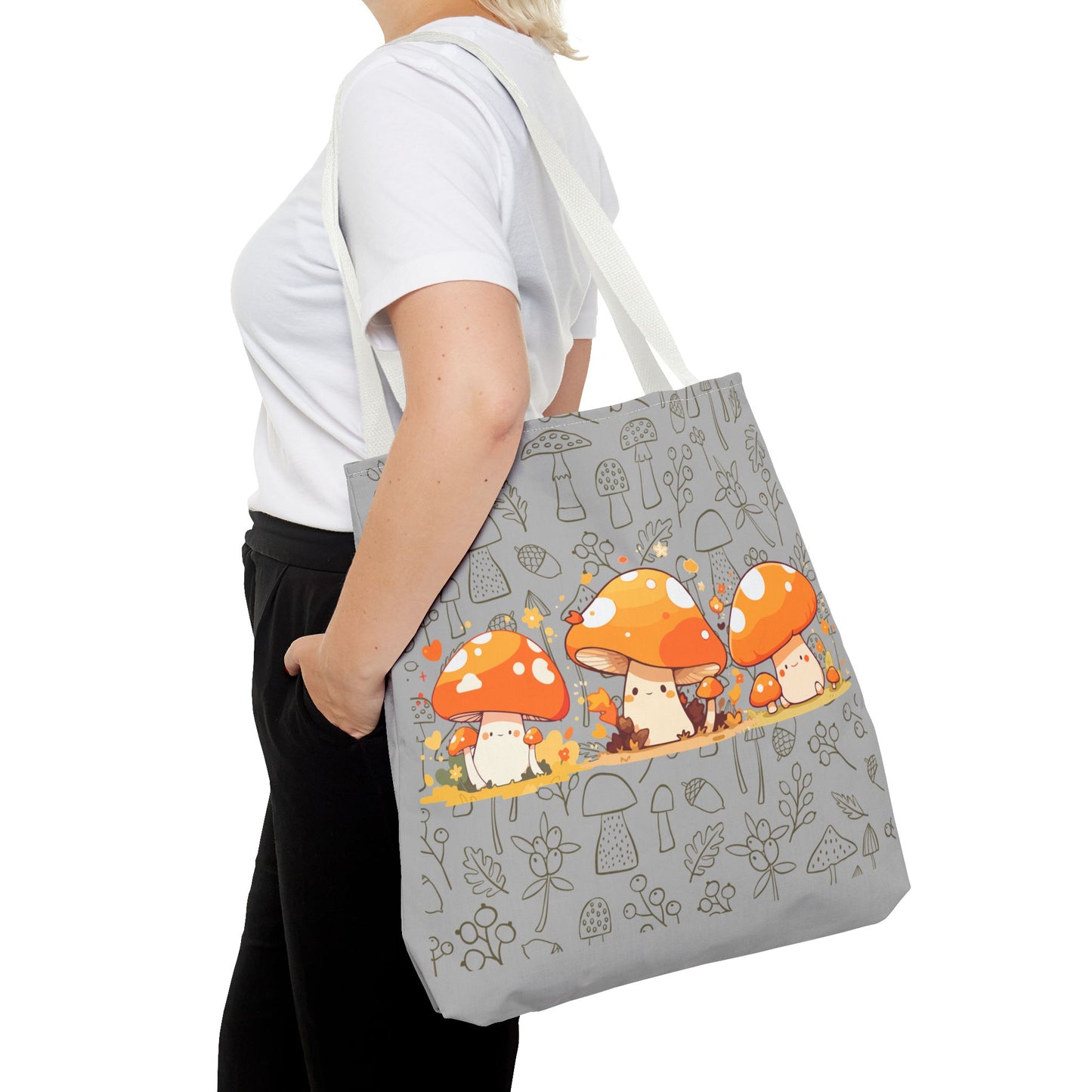 Cute Mushroom Tote Bag - Whimsical Nature Print for Eco-Friendly Style