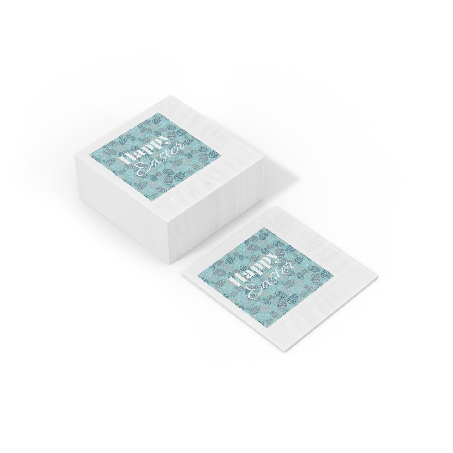 Happy Easter White Coined Napkins - Festive Spring Table Decor
