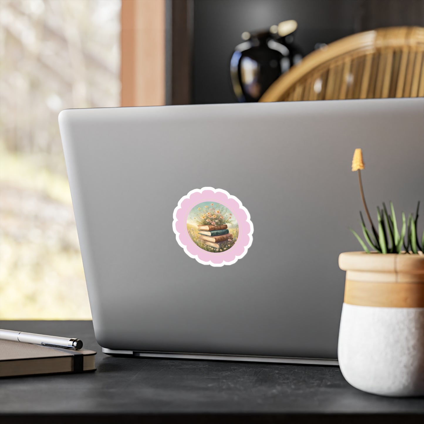 Wildflowers and books: Kiss-Cut Vinyl Decals