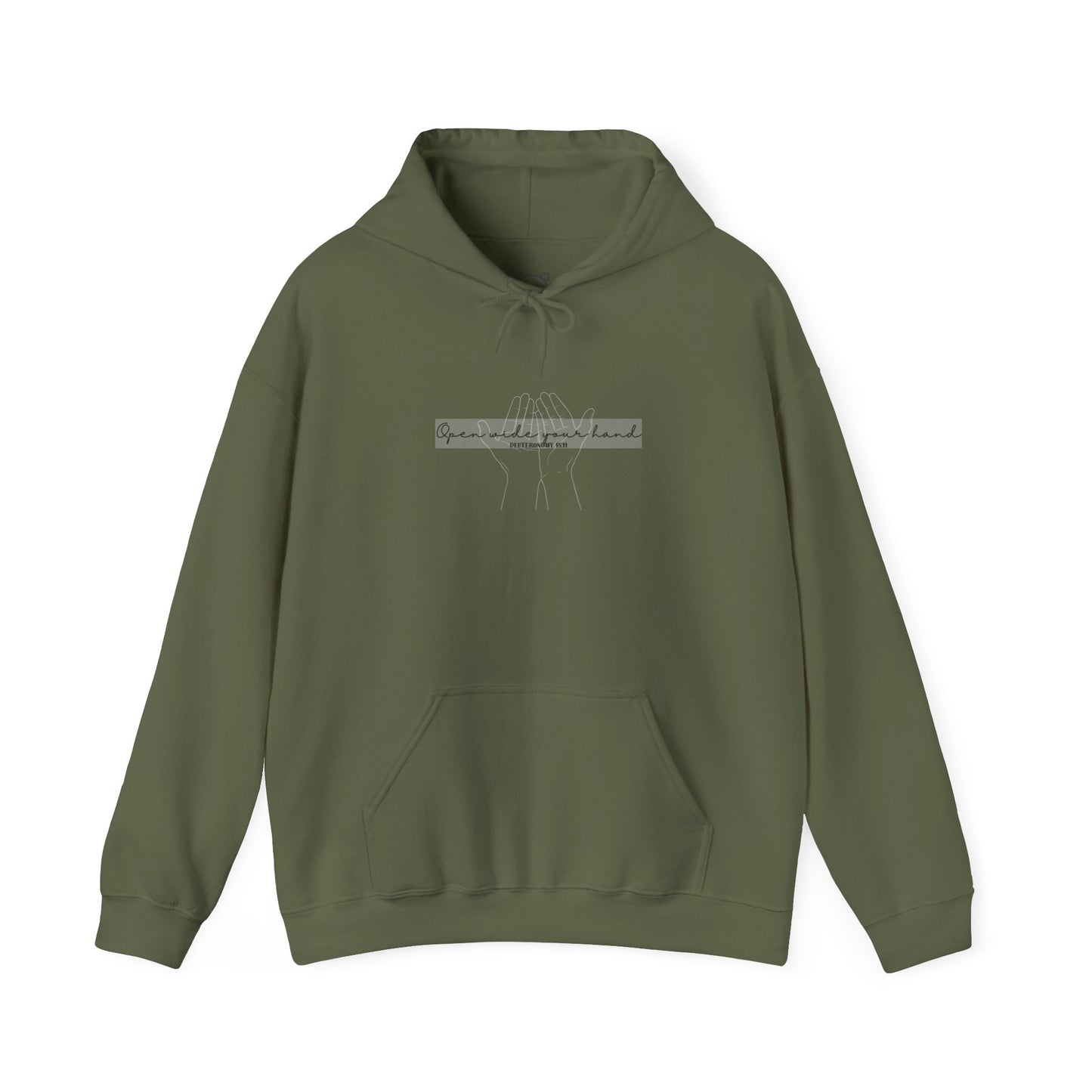 Christian Hooded Sweatshirt -Open Wide your Hand- Unisex