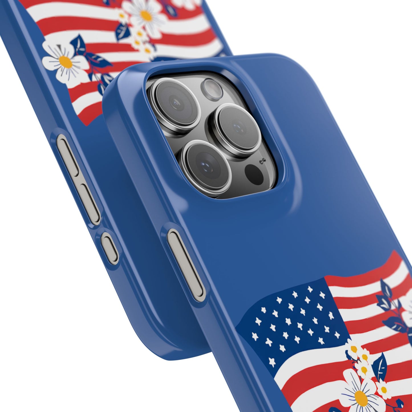 Patriotic Floral Phone Case - Slim Case for iPhone, Independence Day, Memorial Day, American Flag Design, Gifts for Her