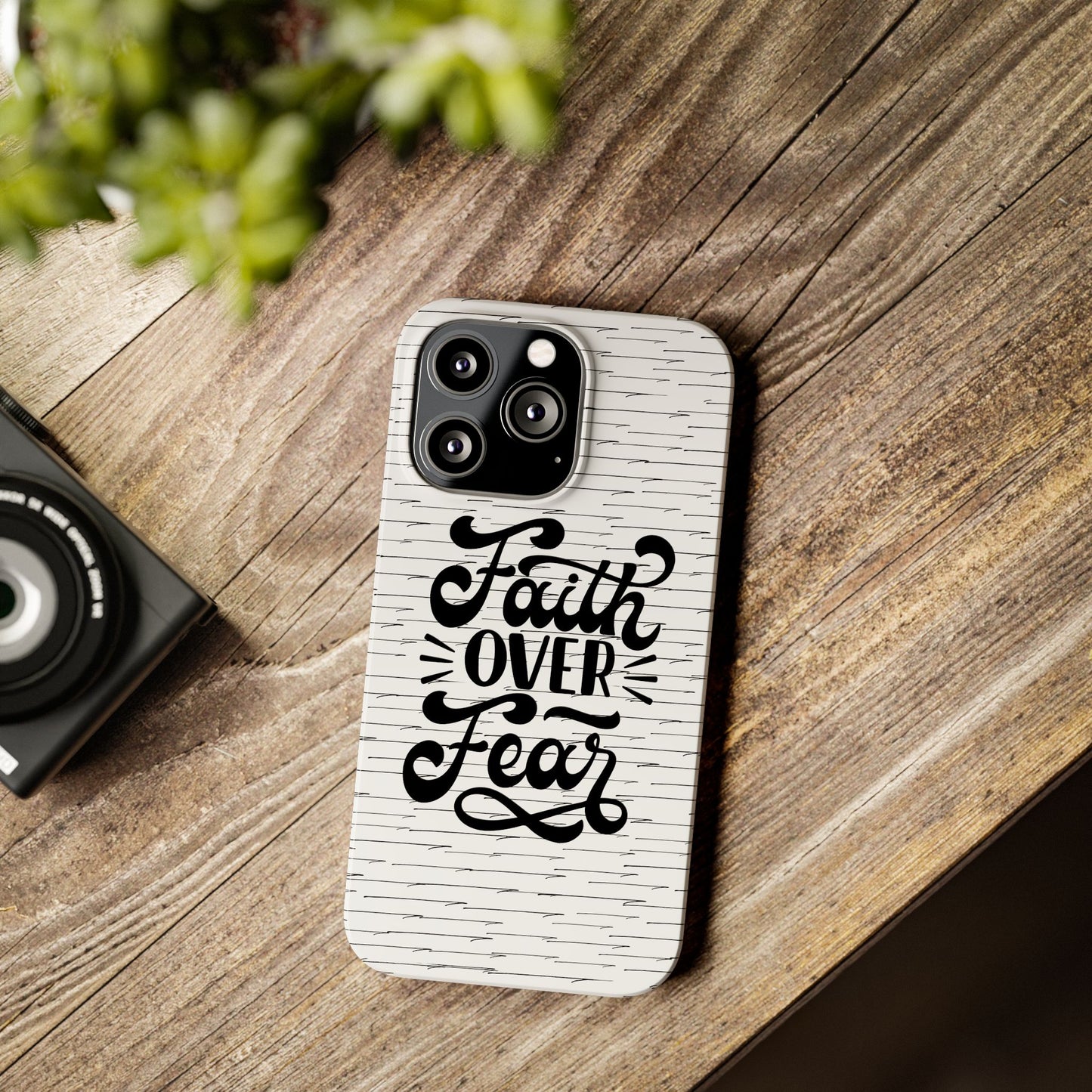 Inspirational Faith Over Fear Phone Case | Slim Case for iPhone & Samsung | Motivational Gift | Modern Design