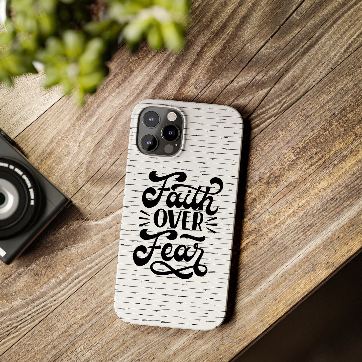 Inspirational Faith Over Fear Phone Case | Slim Case for iPhone & Samsung | Motivational Gift | Modern Design